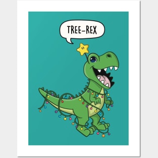 Tree-Rex Christmas Dinosaur Posters and Art